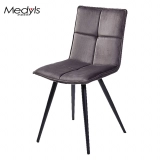 Medyls - Modern Promotion PU Velvet Fabric&Sandy Black Powder Coating Dining Chair For Restaurant Reception Factory Wholesales Hot Sale DINING CHAIR (2)