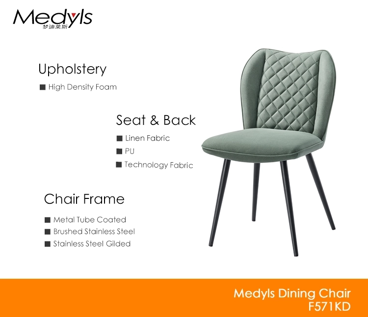 Diamond back DINING CHAIR Modern new Design Metal Frame Fabric Multi-scene chair - Medyls (6)