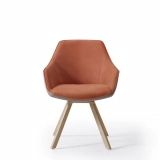 Grey PU Armchair For Dining Modern Design DINING CHAIR 180-degree Turning Metal Frame - Medyls (5)