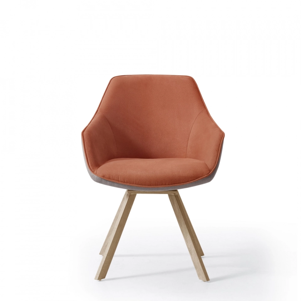 Grey PU Armchair For Dining Modern Design DINING CHAIR 180-degree Turning Metal Frame - Medyls (5)
