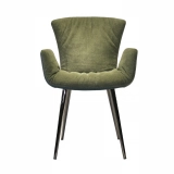 Home Furniture Coffee Hotel Luxury Upholstered Soft PU Velvet Fabric Dining Chair With Metal Legs (2)
