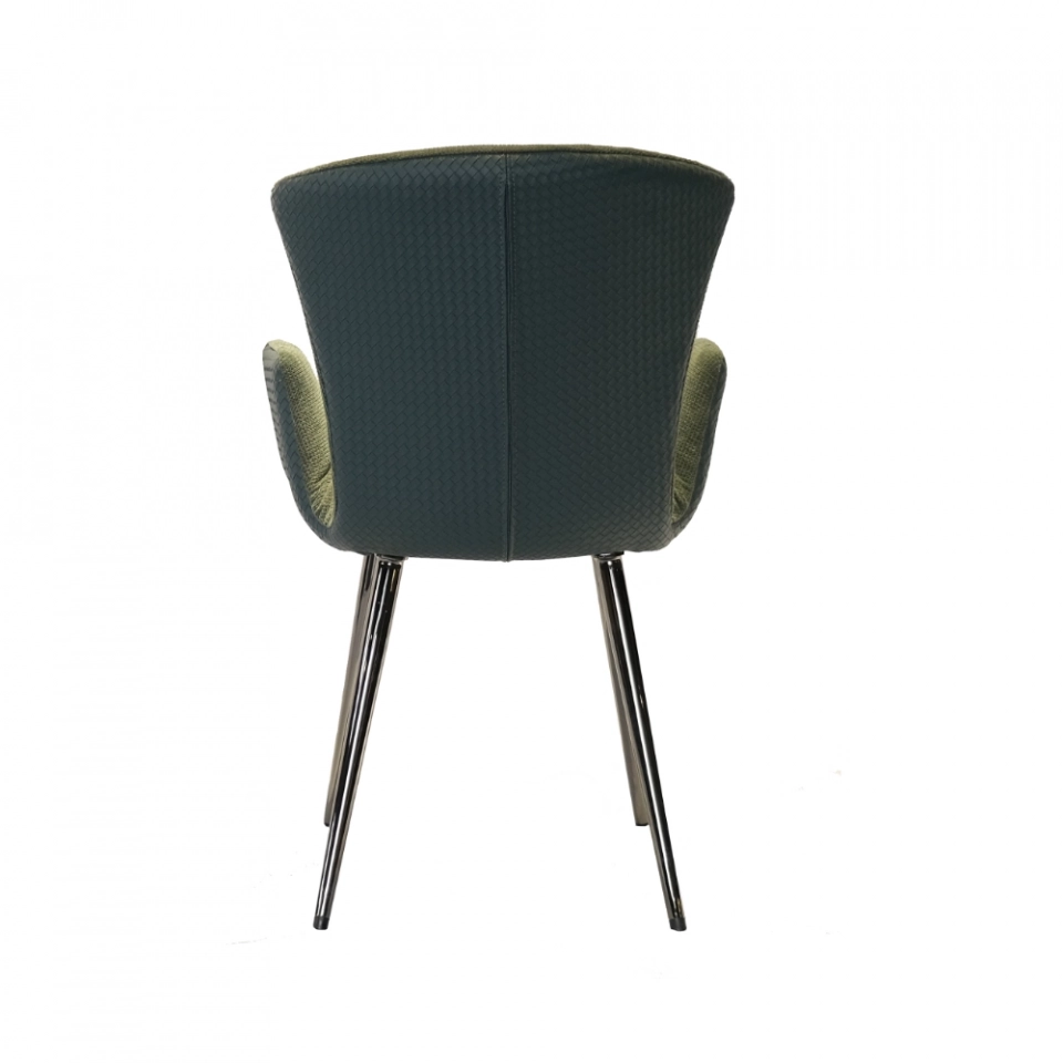 Home Furniture Coffee Hotel Luxury Upholstered Soft PU Velvet Fabric Dining Chair With Metal Legs (4)