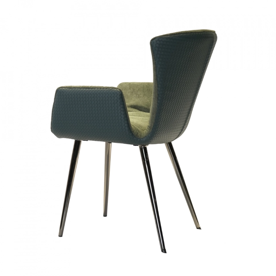 Home Furniture Coffee Hotel Luxury Upholstered Soft PU Velvet Fabric Dining Chair With Metal Legs (5)