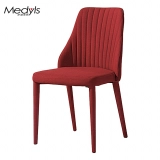 Medyls - 4 Legs With Red Fabric Cover Italian KD Design Metal Frame Upholstered With Linen Fabric Dining Room Chair Britain Market DINING CHAIR Medyls - 4 Legs With Red Fabric Cover Italian KD Design Metal Frame Upholstered With Linen Fabric Dining Room Chair Britain Market DINING CHAIR