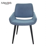 Medyls - Circular Tube Metal Frame Upholstered With Blue Fabric Easy Moving Armchair For Dining Chair Factory American market Hot Sale DINING CHAIR
