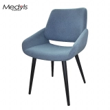 Medyls - Circular Tube Metal Frame Upholstered With Blue Fabric Easy Moving Armchair For Dining Chair Factory American market Hot Sale DINING CHAIR (2)