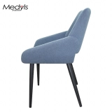 Medyls - Circular Tube Metal Frame Upholstered With Blue Fabric Easy Moving Armchair For Dining Chair Factory American market Hot Sale DINING CHAIR (3)
