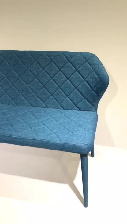 Medyls - Dining Chair Fabric Seat&back Factory Good Price 2 Seat Sofa Covered Metal Frame Linen Unique Design Hot Sale Dining Bench Blue DINING BENCH Medyls - Dining Chair Fabric Seat&back Factory Good Price 2 Seat Sofa Covered Metal Frame Linen Unique Design Hot Sale Dining Bench Blue DINING BENCH