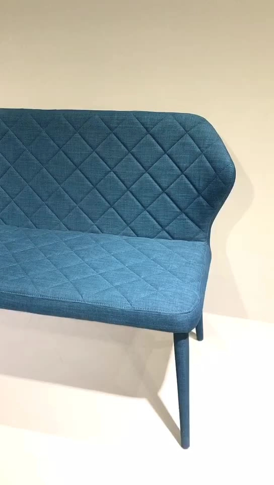 Medyls - Dining Chair Fabric Seat&back Factory Good Price 2 Seat Sofa Covered Metal Frame Linen Unique Design Hot Sale Dining Bench Blue DINING BENCH Medyls - Dining Chair Fabric Seat&back Factory Good Price 2 Seat Sofa Covered Metal Frame Linen Unique Design Hot Sale Dining Bench Blue DINING BENCH