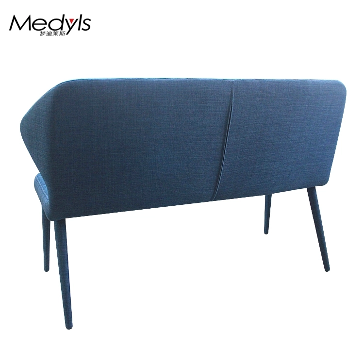 Medyls - Dining Chair Fabric Seat&back Factory Good Price 2 Seat Sofa Covered Metal Frame Linen Unique Design Hot Sale Dining Bench Blue DINING BENCH (3)