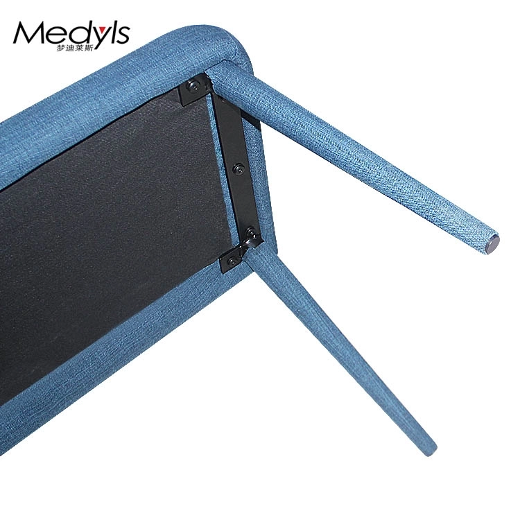Medyls - Dining Chair Fabric Seat&back Factory Good Price 2 Seat Sofa Covered Metal Frame Linen Unique Design Hot Sale Dining Bench Blue DINING BENCH (4)