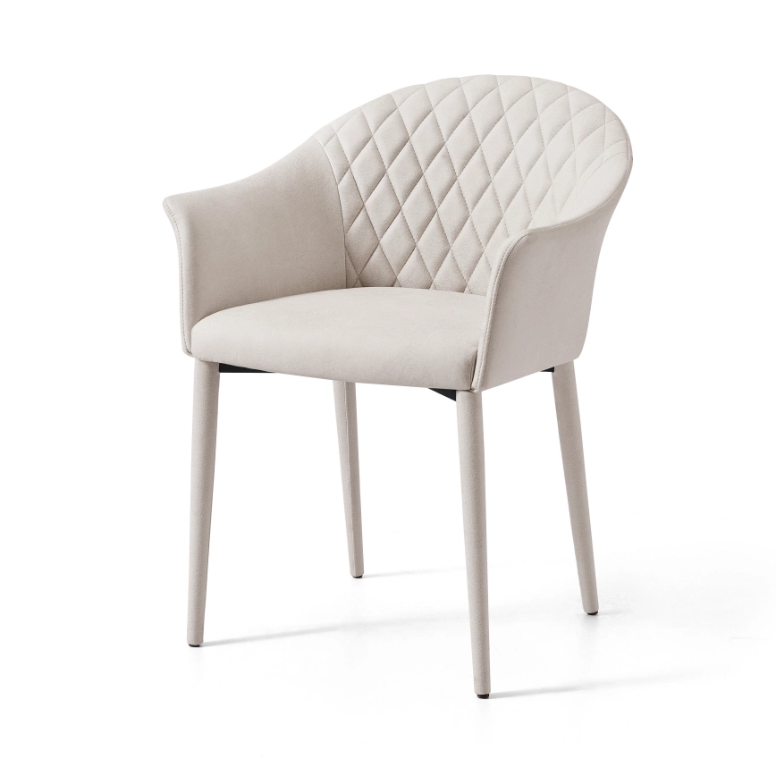 Medyls - Fabric/PU/Velvet Covered Legs Metal Dining Chair With Armrest DINING CHAIR (5)