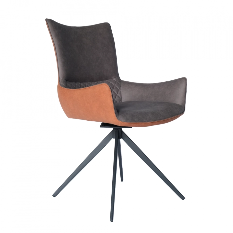 Medyls - Fashionable New Design Luxury Optional Color Dining Room Armchair Metal Frame Dining Chair Comfortable with Swivel 180 Degree DINING CHAIR (3)