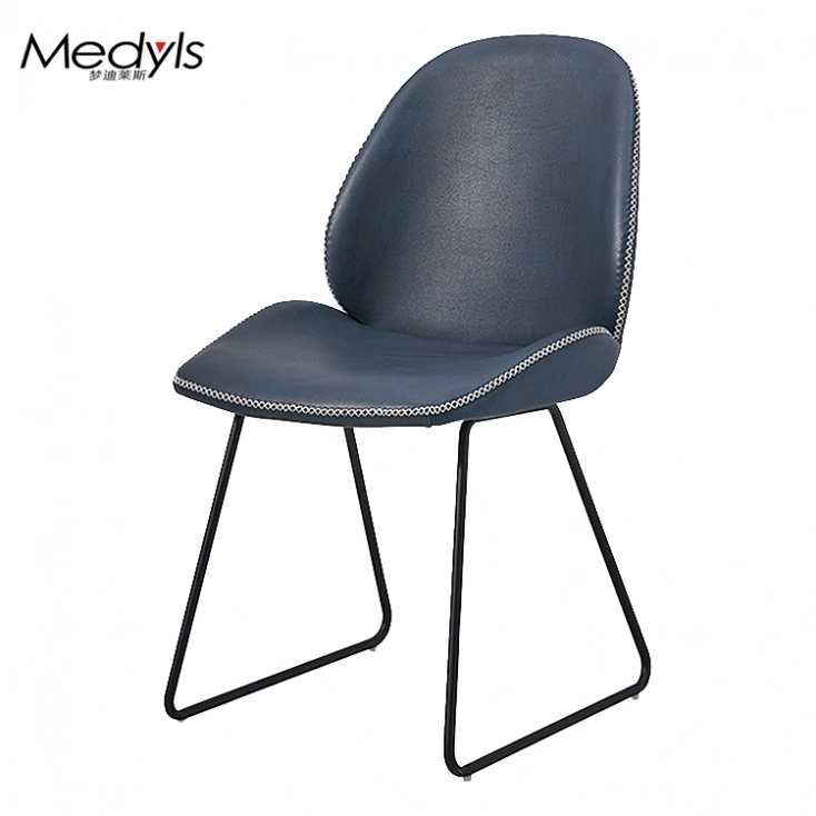 Medyls - For Restaurant Dining Room Chairs Hotel Furniture Embroider Metal PU Japanese Market Hot Sale Blue Home Furniture Modern DINING CHAIR
