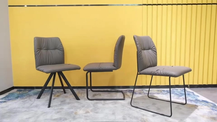Medyls - Frame Upholstered Spanish Design Standard Metal Modern with Linen Embroider with PU Dining Chair Dining Room Furniture DINING CHAIR