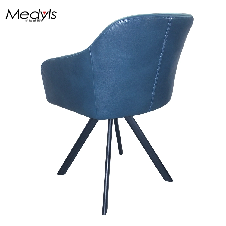 Medyls - Frame with Blue PU Armchair 180-degree Turning Metal Modern for Dining Factory Outlet Australia Dining Chair Home Furniture DINING CHAIR (4)