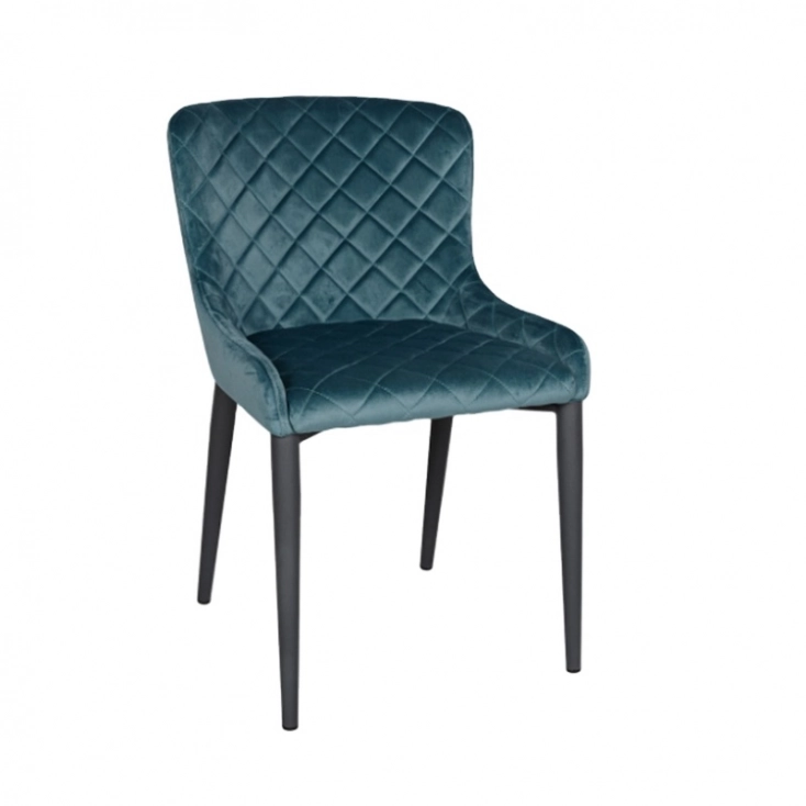 Medyls - KD Design Sandy Black Powder Coating Base Metal Frame Upholstered With Velvet Fabric PU DINING CHAIR
