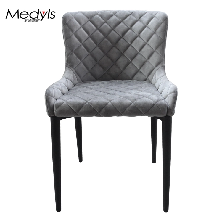 Medyls - KD Design Sandy Black Powder Coating Base Metal Frame Upholstered With Velvet Fabric PU DINING CHAIR (2)