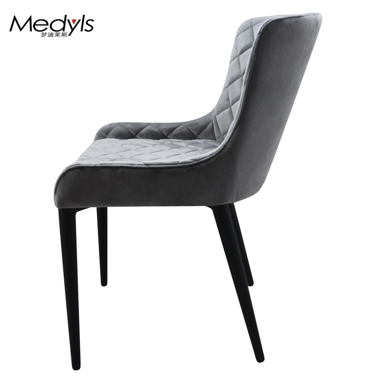 Medyls - KD Design Sandy Black Powder Coating Base Metal Frame Upholstered With Velvet Fabric PU DINING CHAIR (2)