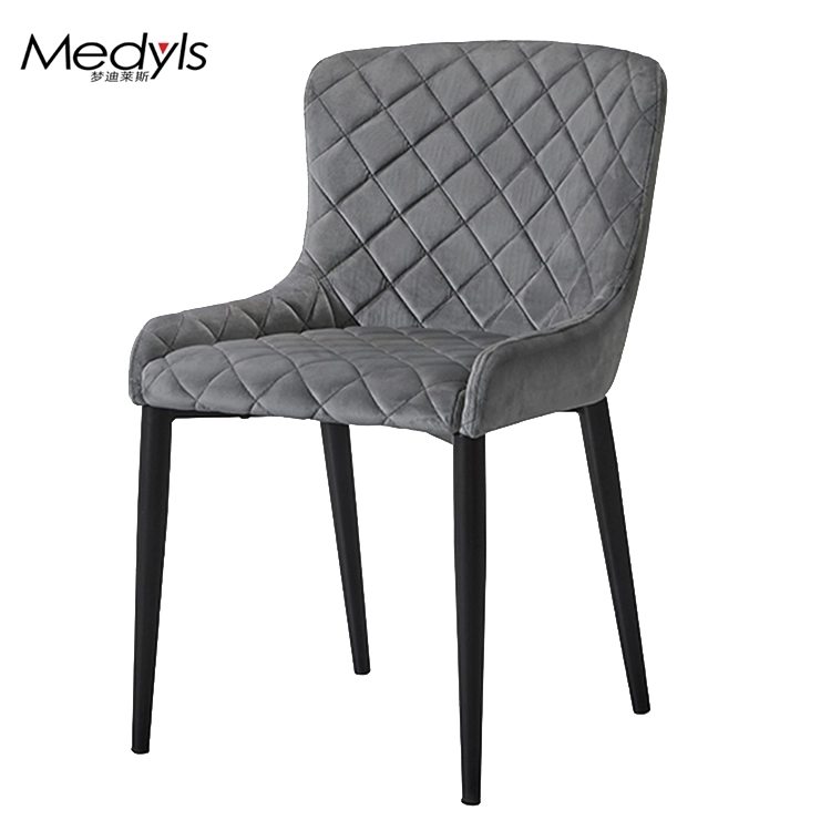 Medyls - KD Design Sandy Black Powder Coating Base Metal Frame Upholstered With Velvet Fabric PU DINING CHAIR (3)