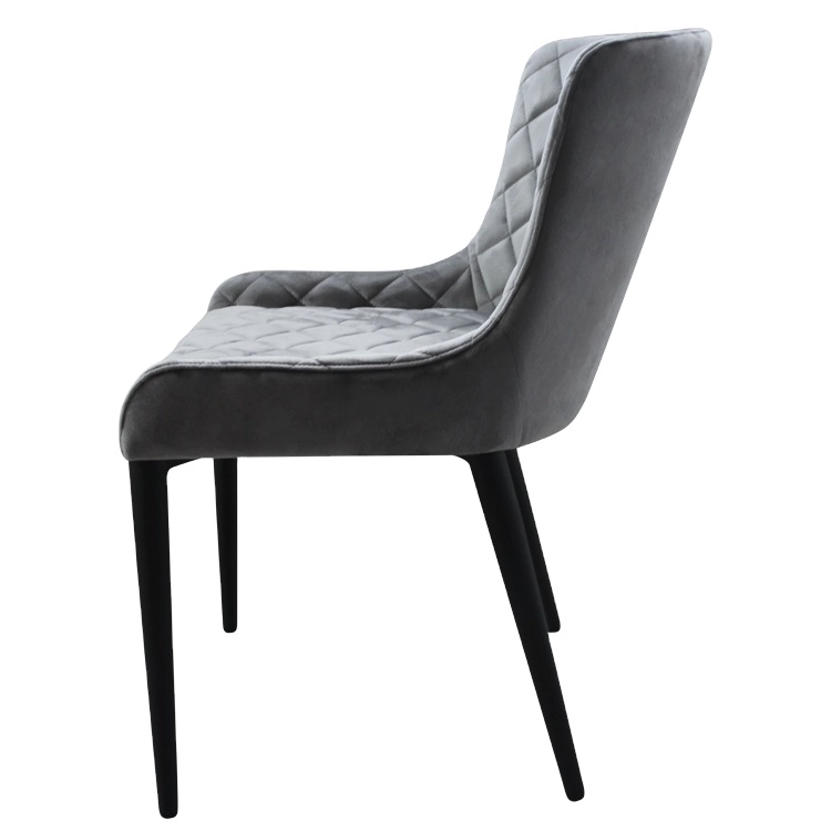 Medyls - KD Design Sandy Black Powder Coating Base Metal Frame Upholstered With Velvet Fabric PU DINING CHAIR (4)