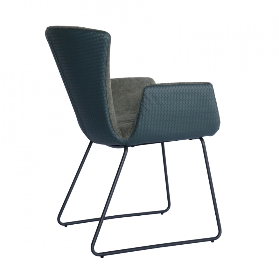 Medyls - Luxury Fabric Velvet Arm Peacock Leisure Lounge Accent Chair Modern Furniture Leather Armchair Living Room Chair Dining Chair DINING CHAIR (2)