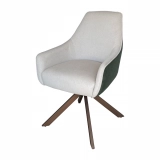 Medyls - Luxury White&Blue Stitching Fabric Powder Coating Legs 180 Swivel Home Furniture Dining Chair For Dining Room Restaurant DINING CHAIR