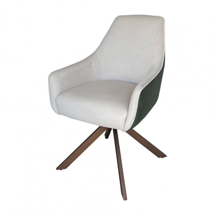 Medyls - Luxury White&Blue Stitching Fabric Powder Coating Legs 180 Swivel Home Furniture Dining Chair For Dining Room Restaurant DINING CHAIR