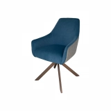 Medyls - Luxury White&Grey Stitching Fabric Powder Coating Legs 180 Swivel Home Furniture Dining Chair For Dining Room Restaurant DINING CHAIR (3)