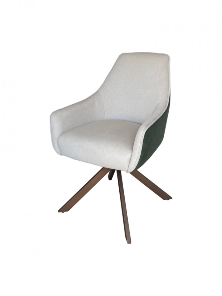 Medyls - Luxury White&Grey Stitching Fabric Powder Coating Legs 180 Swivel Home Furniture Dining Chair For Dining Room Restaurant DINING CHAIR (4) Medyls - Luxury White&Grey Stitching Fabric Powder Coating Legs 180 Swivel Home Furniture Dining Chair For Dining Room Restaurant DINING CHAIR (4)