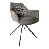 Medyls - Modern 180-degree Turning Metal Frame With Brown PU Armchair For Dining Factory Outlet Vietnam Market Hot Sales DINING CHAIR (2)