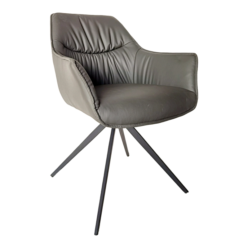Medyls - Modern 180-degree Turning Metal Frame With Brown PU Armchair For Dining Factory Outlet Vietnam Market Hot Sales DINING CHAIR (2)