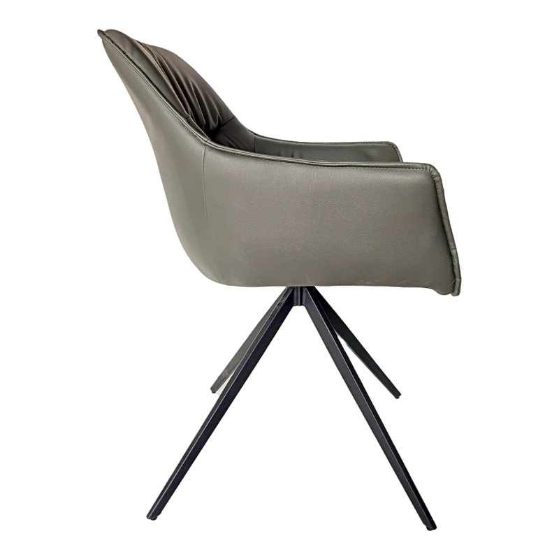 Medyls - Modern 180-degree Turning Metal Frame With Brown PU Armchair For Dining Factory Outlet Vietnam Market Hot Sales DINING CHAIR (3)