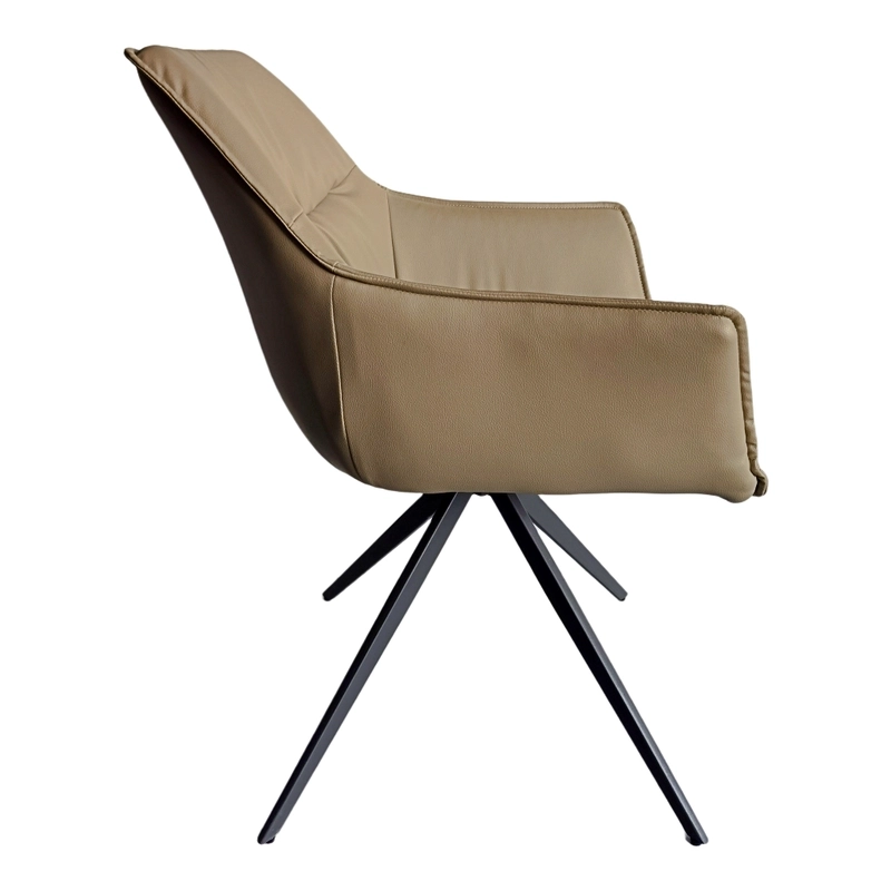 Medyls - Modern 180-degree Turning Metal Frame With Brown PU Armchair For Dining Factory Outlet Vietnam Market Hot Sales DINING CHAIR (4)