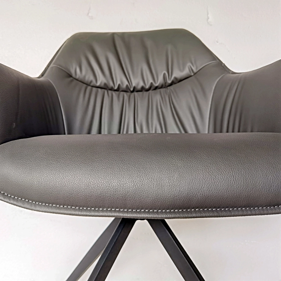 Medyls - Modern 180-degree Turning Metal Frame With Brown PU Armchair For Dining Factory Outlet Vietnam Market Hot Sales DINING CHAIR (6)