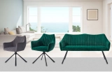 Medyls - Modern Armrest Green Velvet&Metal Linen Chair For Dining Home Furniture Factory Outlet DINING CHAIR (6)