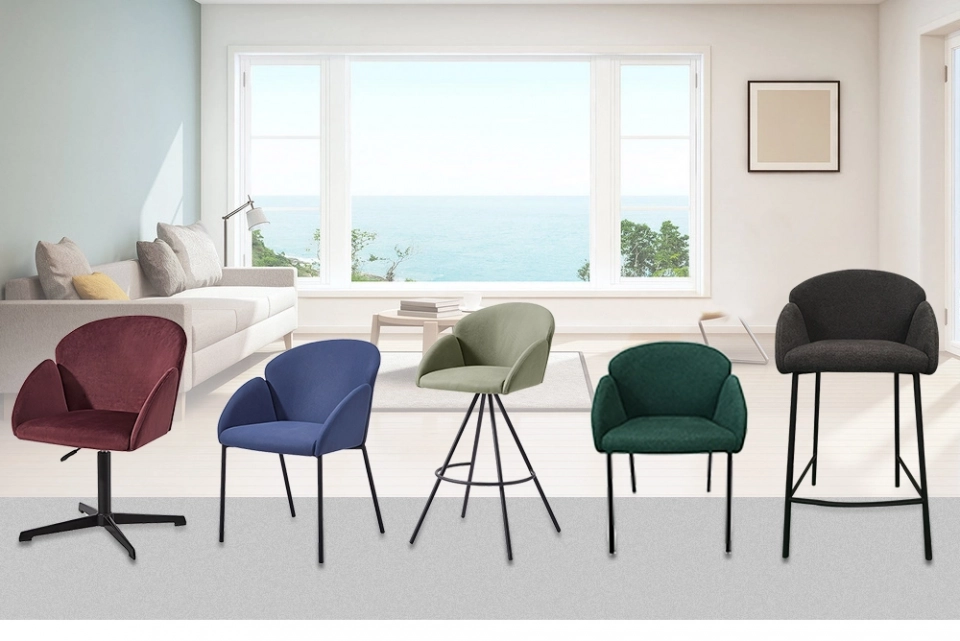 Medyls - Modern Fabric&Sandy Black Powder Coating Restaurant Dining Room Chairs DINING CHAIR (6) Medyls - Modern Fabric&Sandy Black Powder Coating Restaurant Dining Room Chairs DINING CHAIR (6)