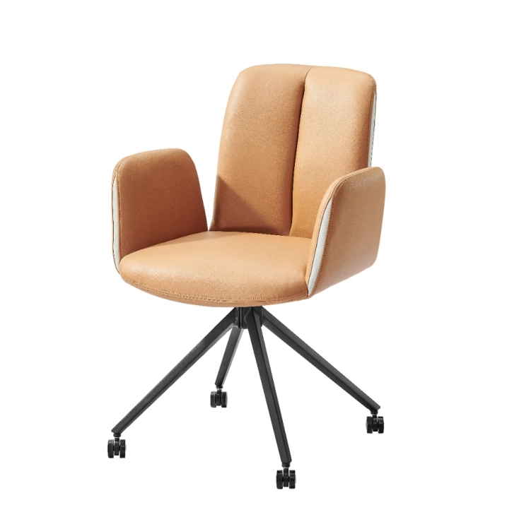 Medyls - Modern New Design Armchair For Office Yellow PU&Sandy Black Powder Coating With 360 Swivel Chair Factory Outlet Hot Sales OFFICE CHAIR