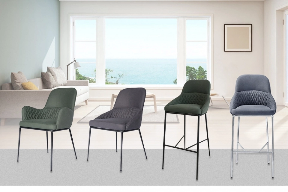 Medyls - Modern New Design Armchair For Restaurant Green Fabric&Sandy Black Powder Coating Factory Outlet Hot Sales DINING CHAIR (6)
