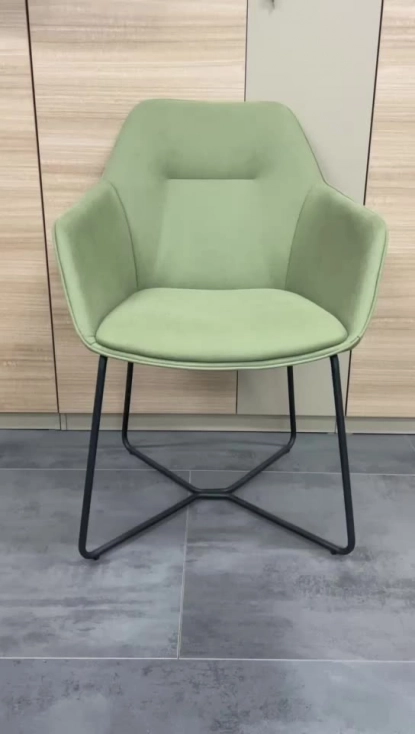 Medyls - Modern New Design Armchair For Restaurant Green Fabric&Sandy Black Powder Coating Factory Outlet Hot Sales DINING CHAIR
