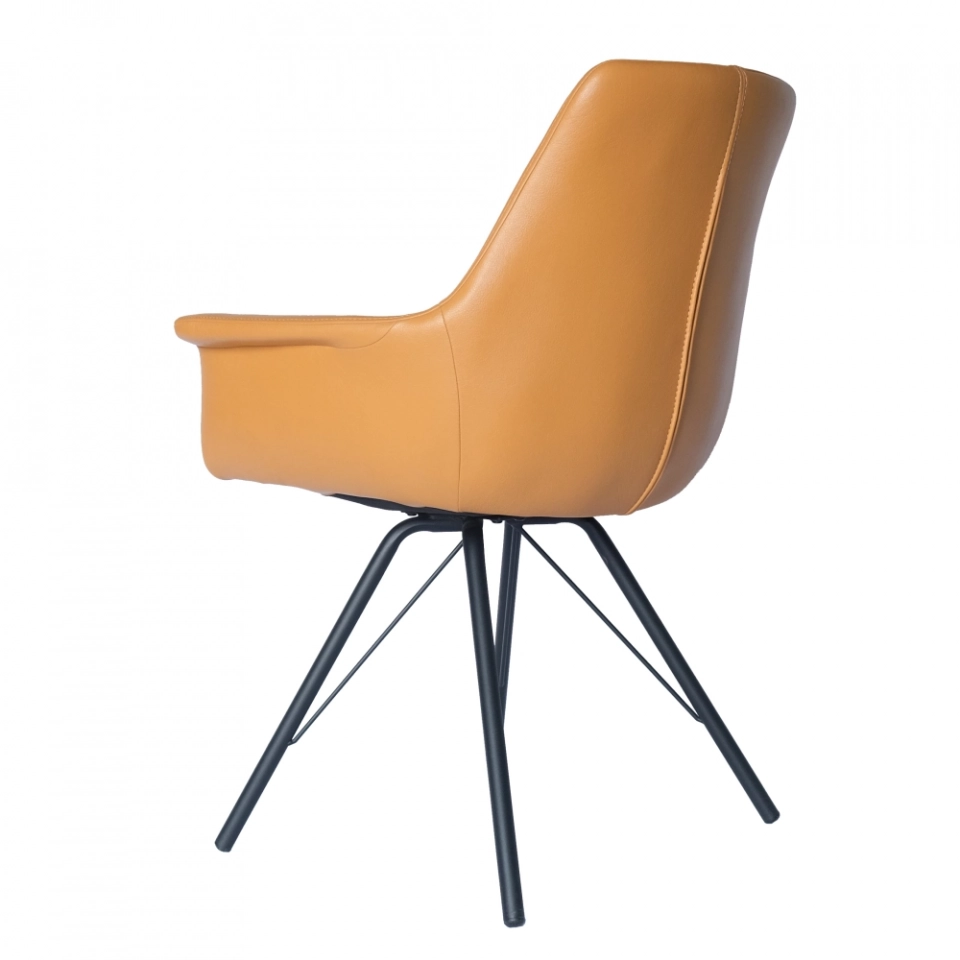 Medyls - Modern New Design Armchair For Restaurant Yellow PU&Sandy Black Powder Coating With 180 Swivel Chair Factory Outlet Hot Sales DINING CHAIR (3)