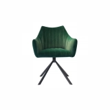 Medyls - Modern New Design Hight Quality Light Luxury Velvet PU Fabric Cushion Layer&Sandy Black Powder For Ballroom Lounge Swivel Chair DINING CHAIR (2)