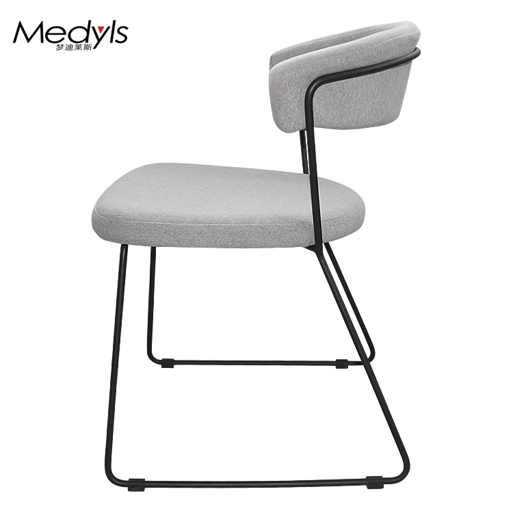 Medyls - Modern Promotion Grey Fabric&Sandy Black Powder Coating Dining Chair Factory Outlet Hot Sale DINING CHAIR (3)