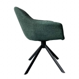 Medyls - New Design Hot Sale Dark Grey Fabric &180 Swivel Armchair Restaurant Dining Chair Hotel DINING CHAIR (2)