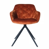 Medyls - New Design Orange Velvet Embroider&180 Swivel Armchair Restaurant Dining Chair Hotel Dining Room Furniture PU Chair Modern DINING CHAIR