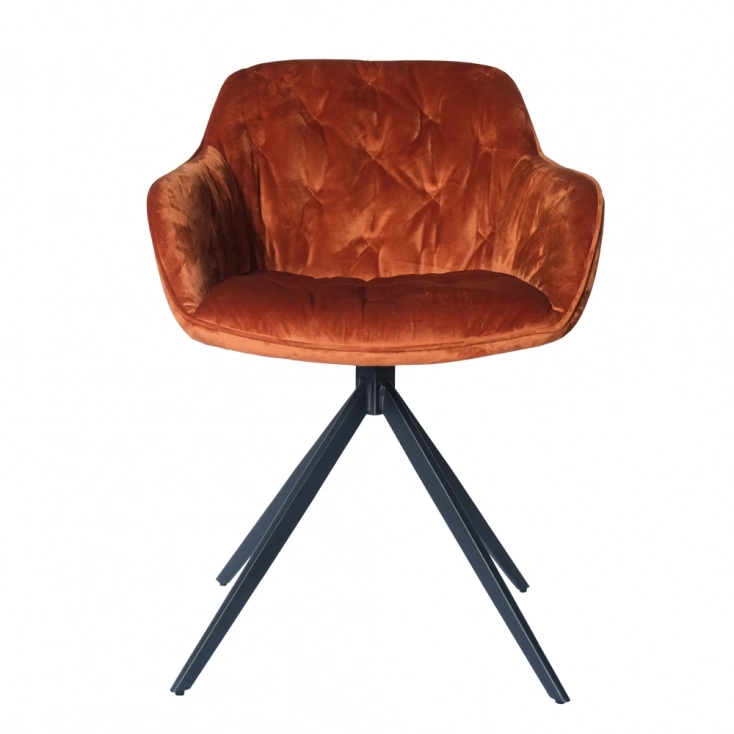 Medyls - New Design Orange Velvet Embroider&180 Swivel Armchair Restaurant Dining Chair Hotel Dining Room Furniture PU Chair Modern DINING CHAIR
