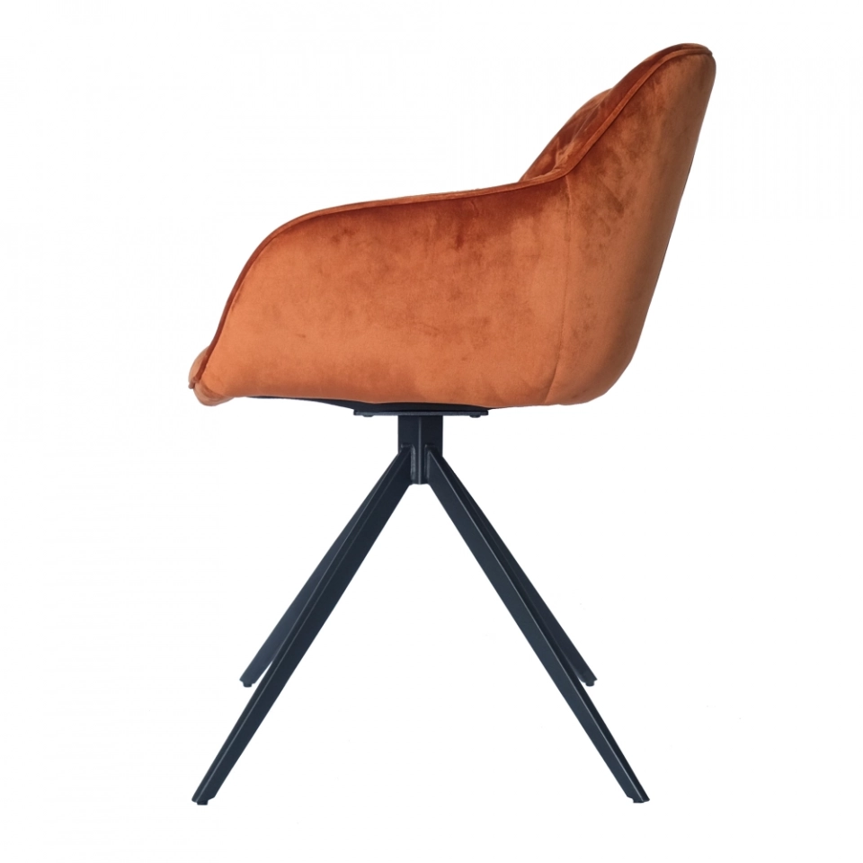 Medyls - New Design Orange Velvet Embroider&180 Swivel Armchair Restaurant Dining Chair Hotel Dining Room Furniture PU Chair Modern DINING CHAIR (3)
