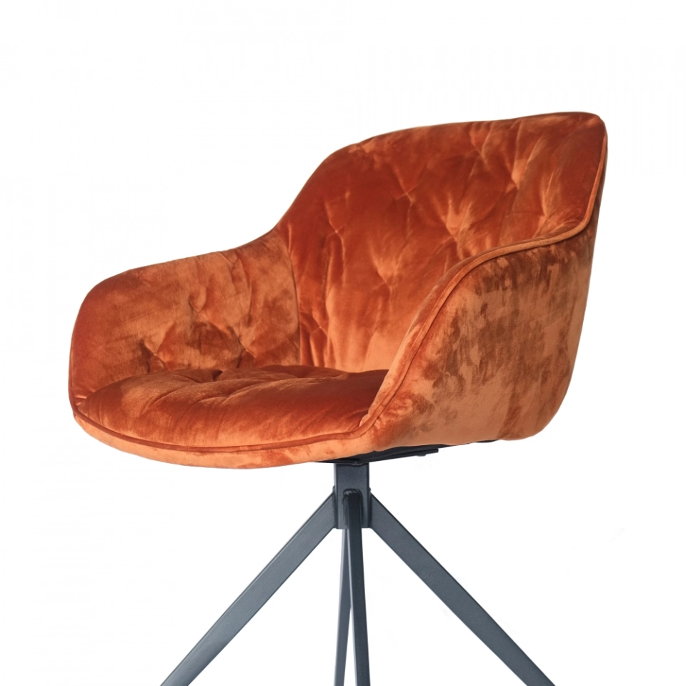 Medyls - New Design Orange Velvet Embroider&180 Swivel Armchair Restaurant Dining Chair Hotel Dining Room Furniture PU Chair Modern DINING CHAIR (5)