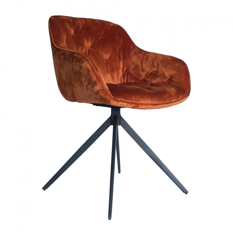 Medyls - New Design Orange Velvet Embroider&180 Swivel Armchair Restaurant Dining Chair Hotel Dining Room Furniture PU Chair Modern DINING CHAIR (6)