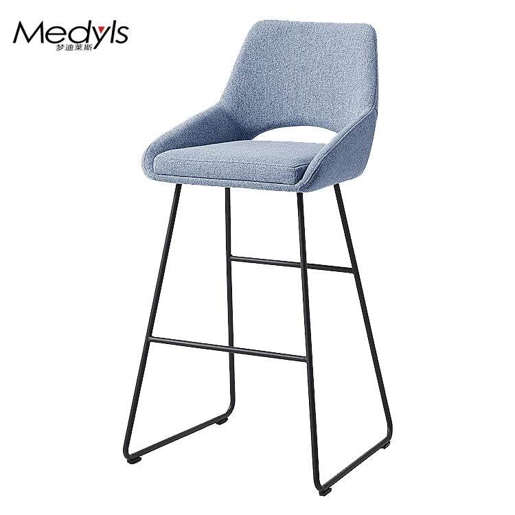 Medyls - Nordic Italian Style Grey&Blue Stitching Fabric Stainless Steel Metal Frame Dining Chair For Restaurant Hotel Home Furniture DINING CHAIR